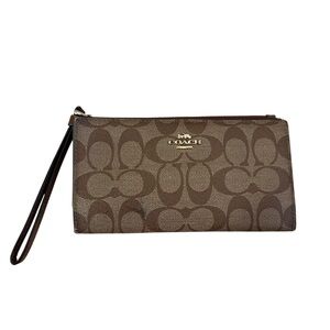 Coach Brown Monogram Logo Wristlet Wallet